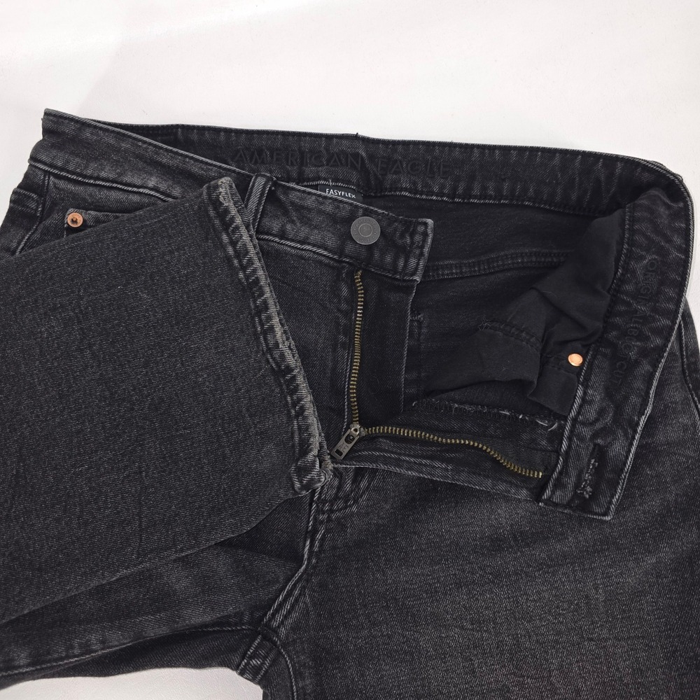 American Eagle Denim Jeans Mens 34x31 (32x32) Black Easy Flex Straight Stretch